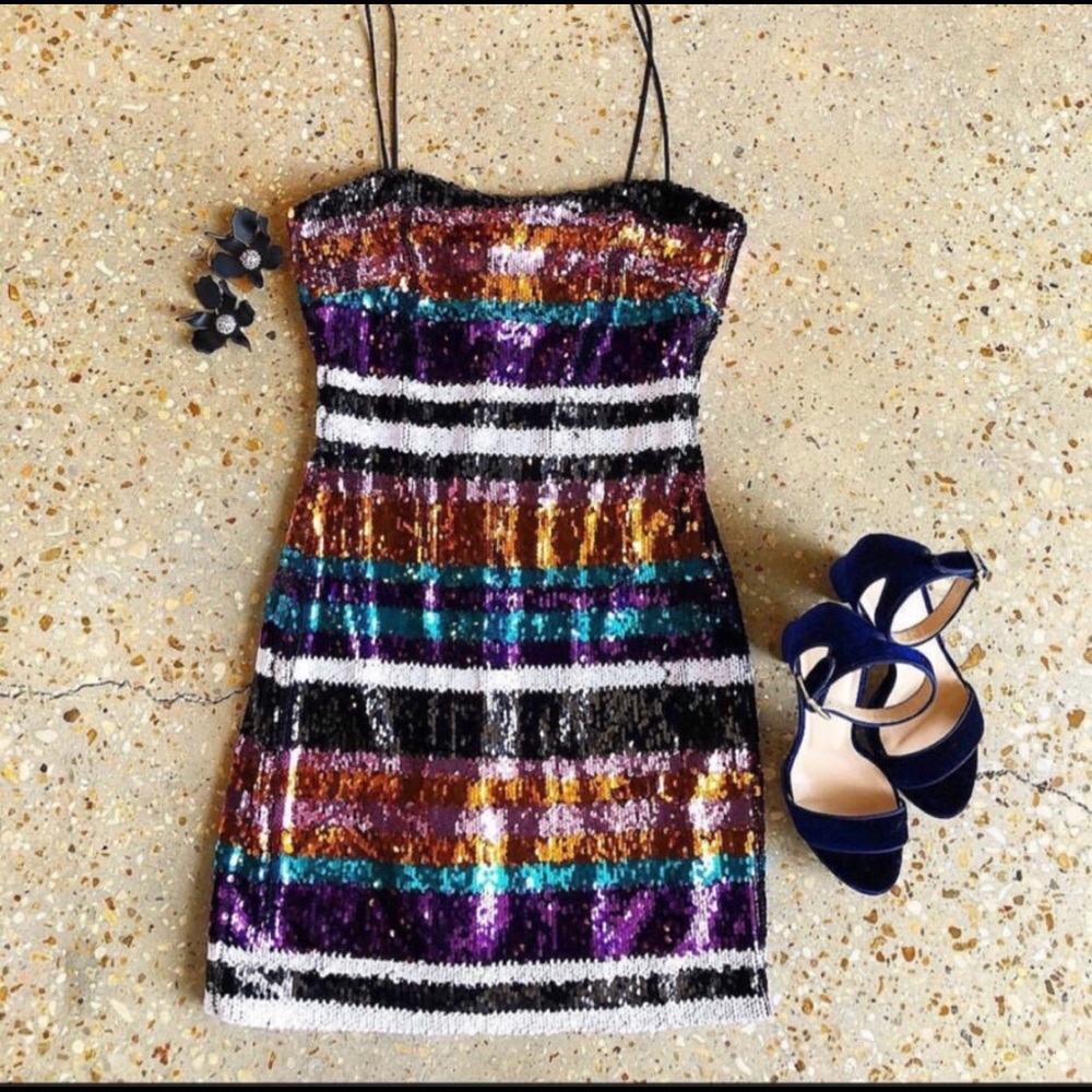 Likely striped sequin mini dress